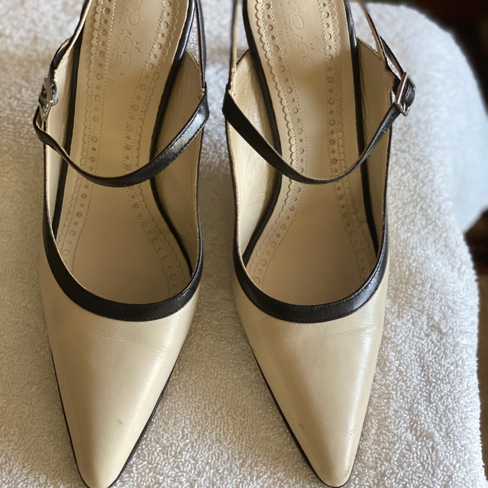 Two tone slingback heels